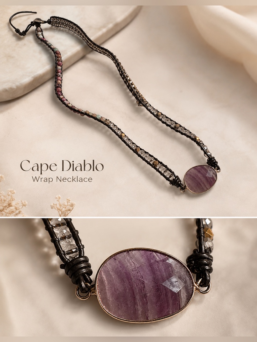Cape Diablo Amethyst-Tone Stone Wrap Necklace